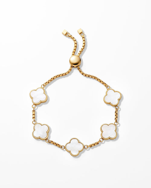 Clover Perlen Armband in Gold mit fünf Kleeblättern